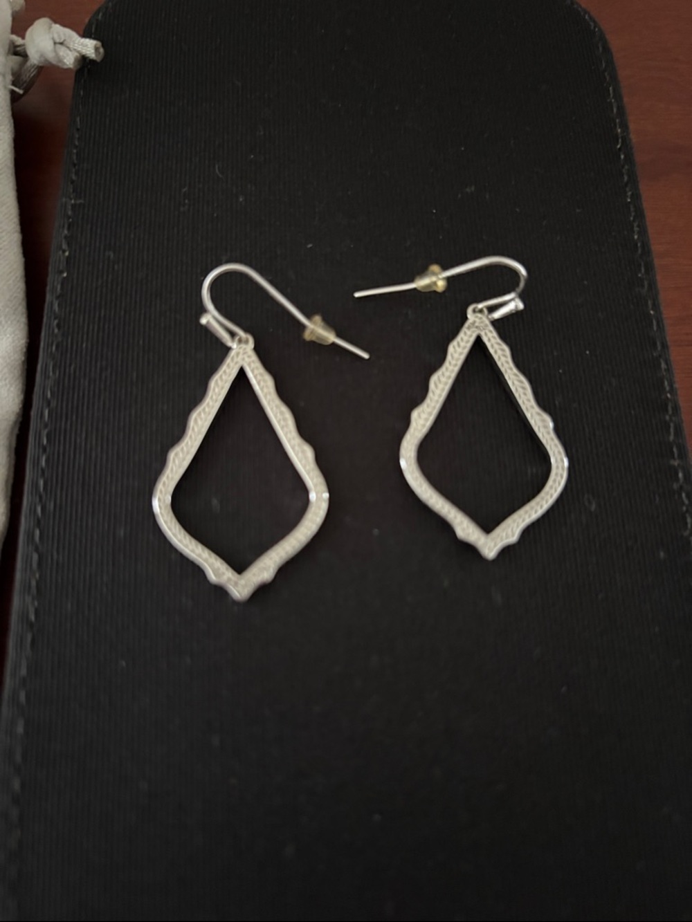 Kendra Scott Silver Open Textured Drop Earrings - Picture 2 of 6